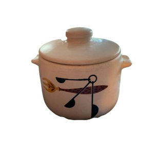 B5 Vtg WEST BEND Pottery CROCK / BEAN POT / COOKIE JAR w/LID Made USA